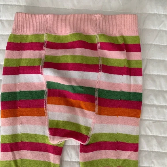 Gymboree Striped Tights Stretchy Pull On Pink Green Orange White Girls M/L - Picture 7 of 12